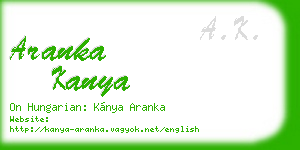 aranka kanya business card